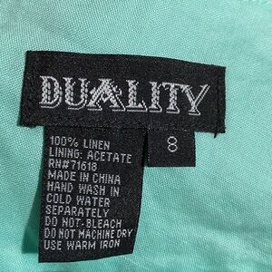 Duality Skirt 8 Mint Green/Teal Half Circle Midi/Ankle Linen Embroidered Floral